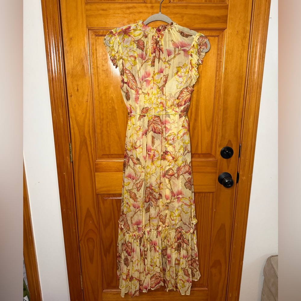 Zimmermann Floral-Print Crepon Midi Dress With Ruffled Trims Size AU 1 / US 6 - Picture 6 of 15